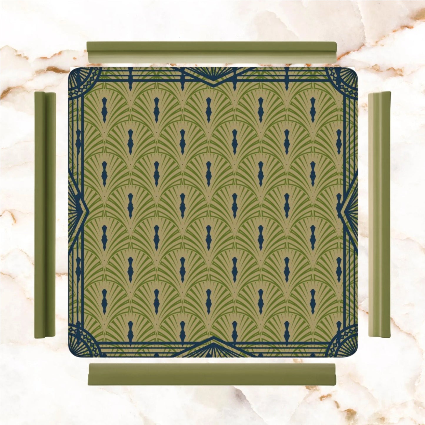 Art Deco Designed Mahjong Mat, Green Blue Speakeasy Collection - Splash of Color Co.