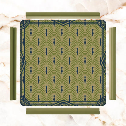 Art Deco Designed Mahjong Mat, Green Blue Speakeasy Collection - Splash of Color Co.