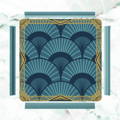 Art Deco Gilded Gold, Blue Speakeasy Collection Mahjong Mat - Splash of Color Co.