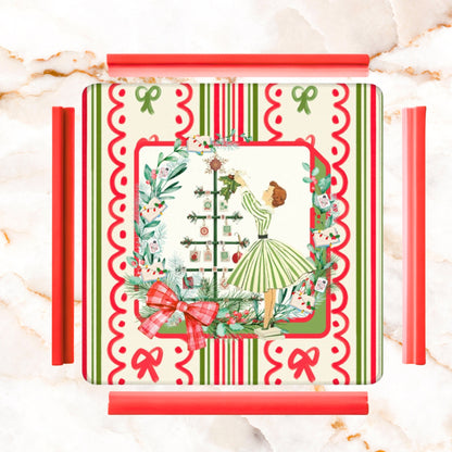 Mahjong Christmas Mat, Books Nooks Nostalgic Vintage Christmas - Splash of Color Co.