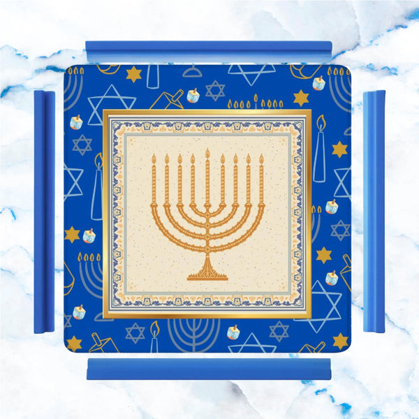 Hanukkah Mahjong Mat With Menorah And Dreidels - Splash of Color Co.