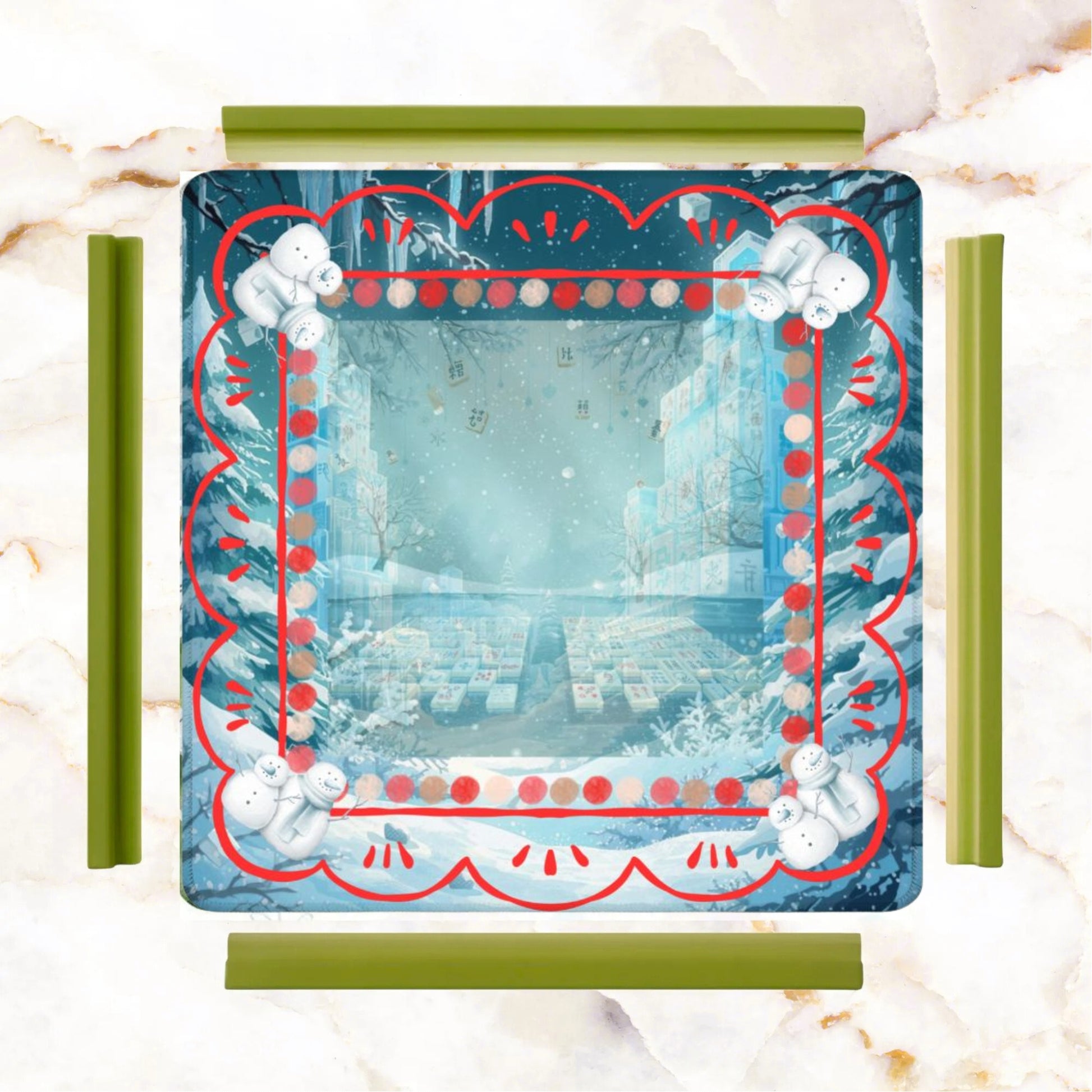 Whimsical Winter Mahjong in Moonlight, Frosty Cold Winter Night Mahj Game Night - Splash of Color Co.