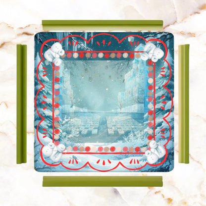 Whimsical Winter Mahjong in Moonlight, Frosty Cold Winter Night Mahj Game Night - Splash of Color Co.