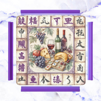 Mahjong Wine Mat, Cheese And Wine Mahj Night Game Mat - Splash of Color Co.