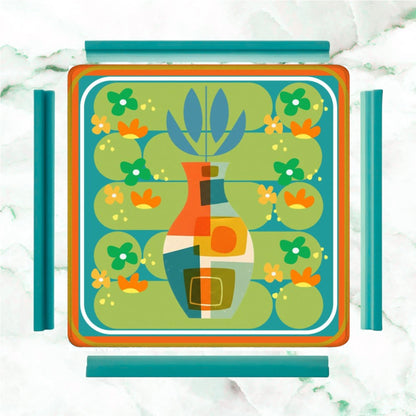 The Modern Four Seasons Mahjong Mat, Orange Teal Green Mahj Mat - Splash of Color Co.