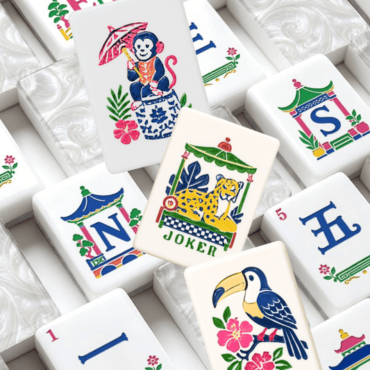 Mother Of Pearl Classic Chinoiserie American Mahjong Tiles - Splash Of Mahj And Color Co.