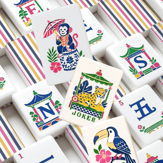 Preppy Pastel Striped American Chinoiserie Mahjong Tiles - Splash Of Mahj And Color Co.