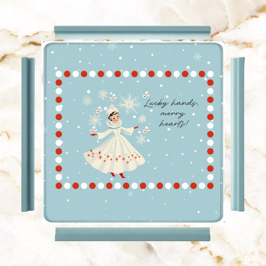 Mahjong Christmas Winter Game Mat Lucky Hands Merry Hearts Nostalgic Christmas Mahjong Mat