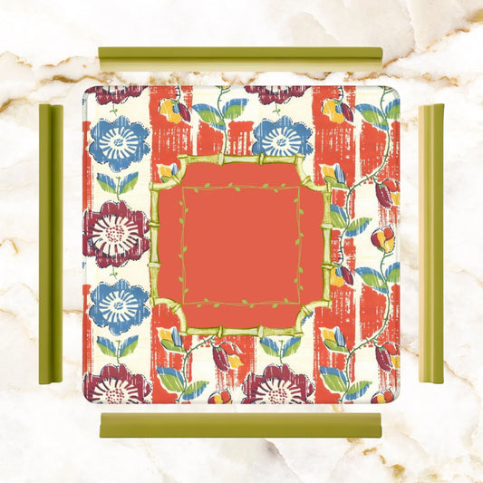 Vintage Floral Heritage Collection Mahjong Coral Blue Game Mat Mahjong Mat