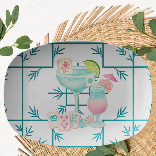 Mahjong Hostess Party Platter, Mahj Watercolor Tile Mahjong Gift