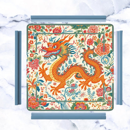 Chinese Dragon Mahjong Mat, Whimsical Colorful Asian Motif Mahj