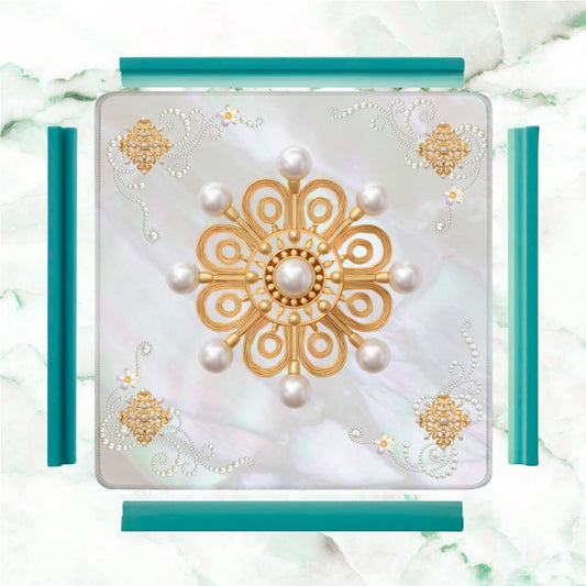 Mother Of Pearl Golden Brooch Bling Mahjong Mat