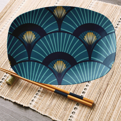 Art Deco Gilded Gold Royal Blue Serving Platter - Splash of Color Co.