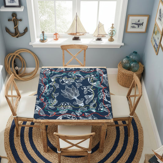 Koi Fish Calling Nautical Mahjong Mat - Splash of Color Co.