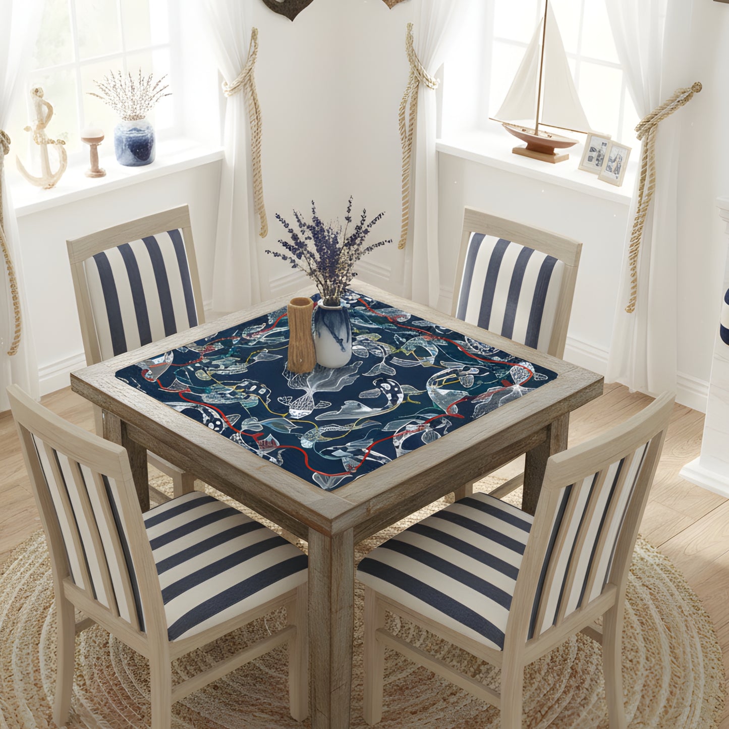 Koi Fish Calling Nautical Mahjong Mat - Splash of Color Co.