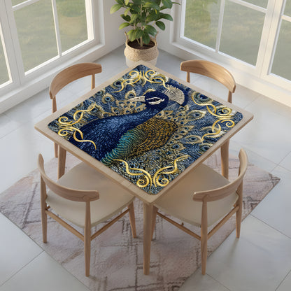 Floral Elegant Peacock Faux Needlepoint Mahjong Mat - Splash of Color Co.