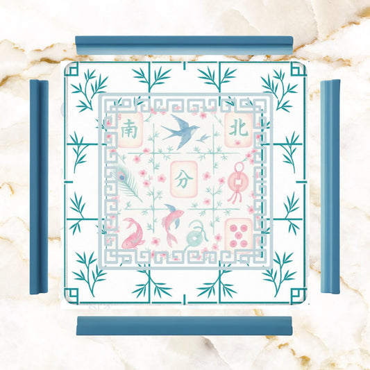 Mahjong Mat Watercolor Asian Zen Floral Pastel Mahjong Tile Game Mat