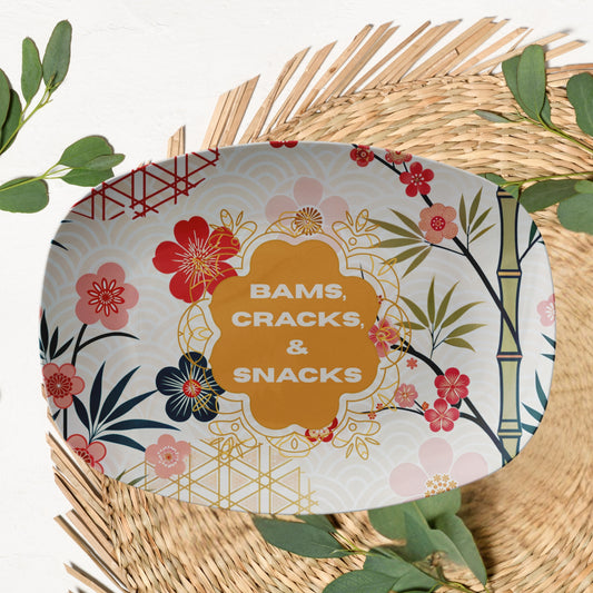 Bams Cracks And Snacks Asian Cherry Blossom Mahjong Party Platter