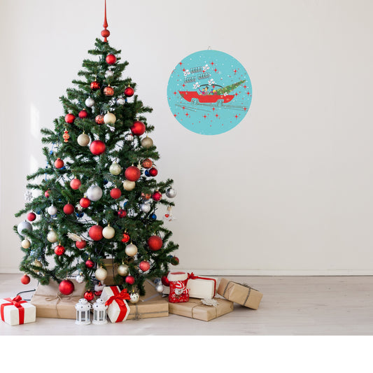 Mahjong Christmas Wood Sign, Beep Beep Car Decor, Holiday Wall Art, Vintage Style Christmas Decoration, Festive Home Decor