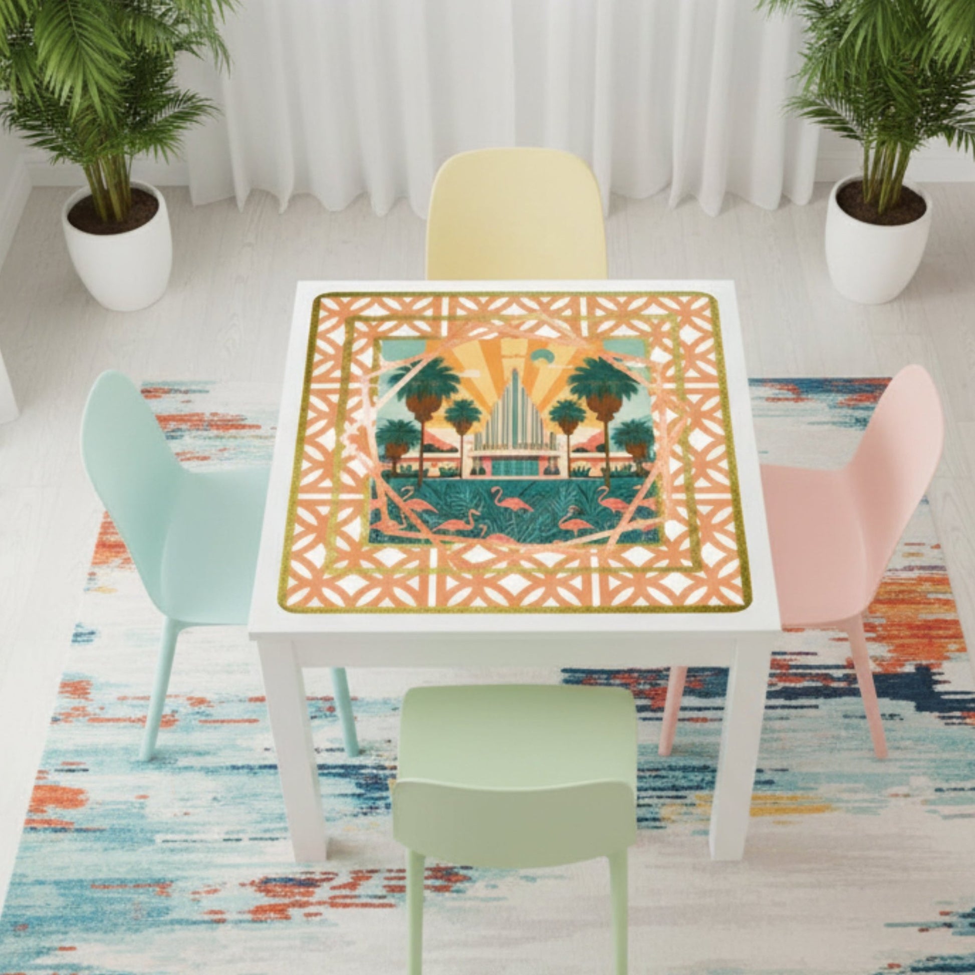 Art Deco Citrus Palm Springs Playfield Mahjong Mat - Splash of Color Co.