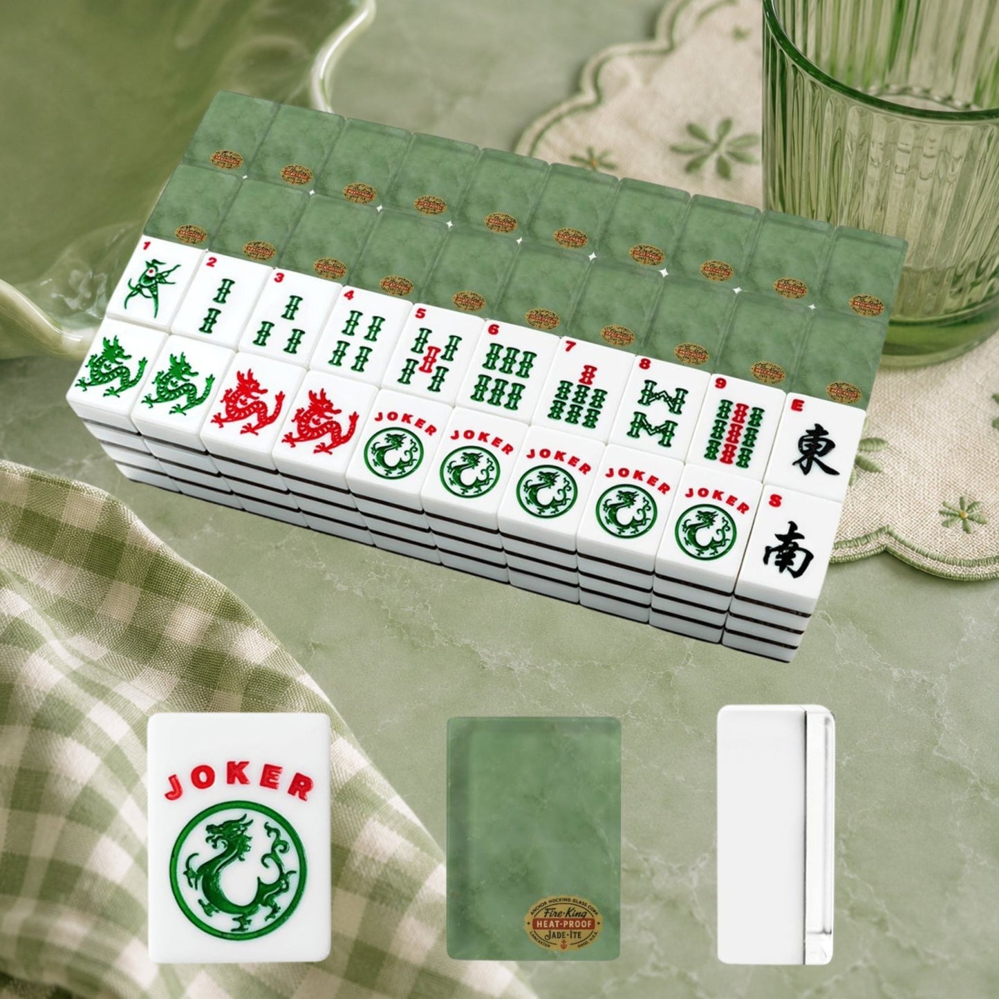 Jade Ite Inspired American Mahjong Tiles And Carry Case - Splash Of Mahj And Color Co.