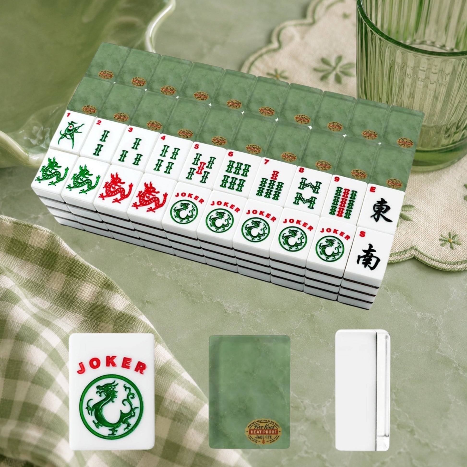 Jade Ite Inspired American Mahjong Tiles And Carry Case - Splash Of Mahj And Color Co.