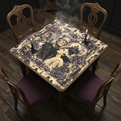 Gothic Frankenstein And Bride Mahjong Mat - Splash Of Mahj And Color Co.