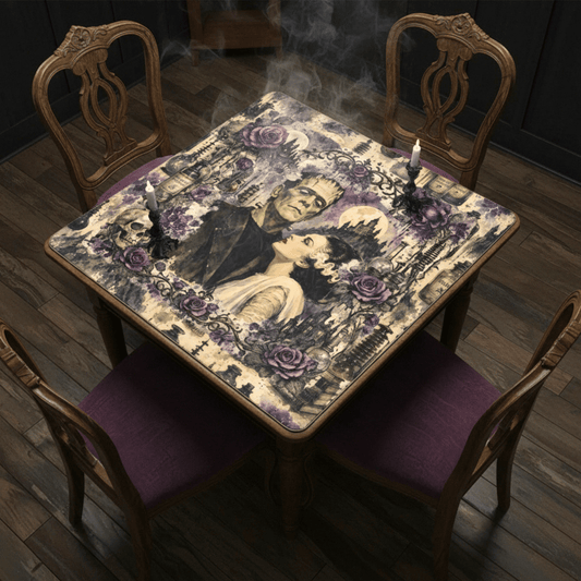 Gothic Frankenstein And Bride Mahjong Mat - Splash Of Mahj And Color Co.
