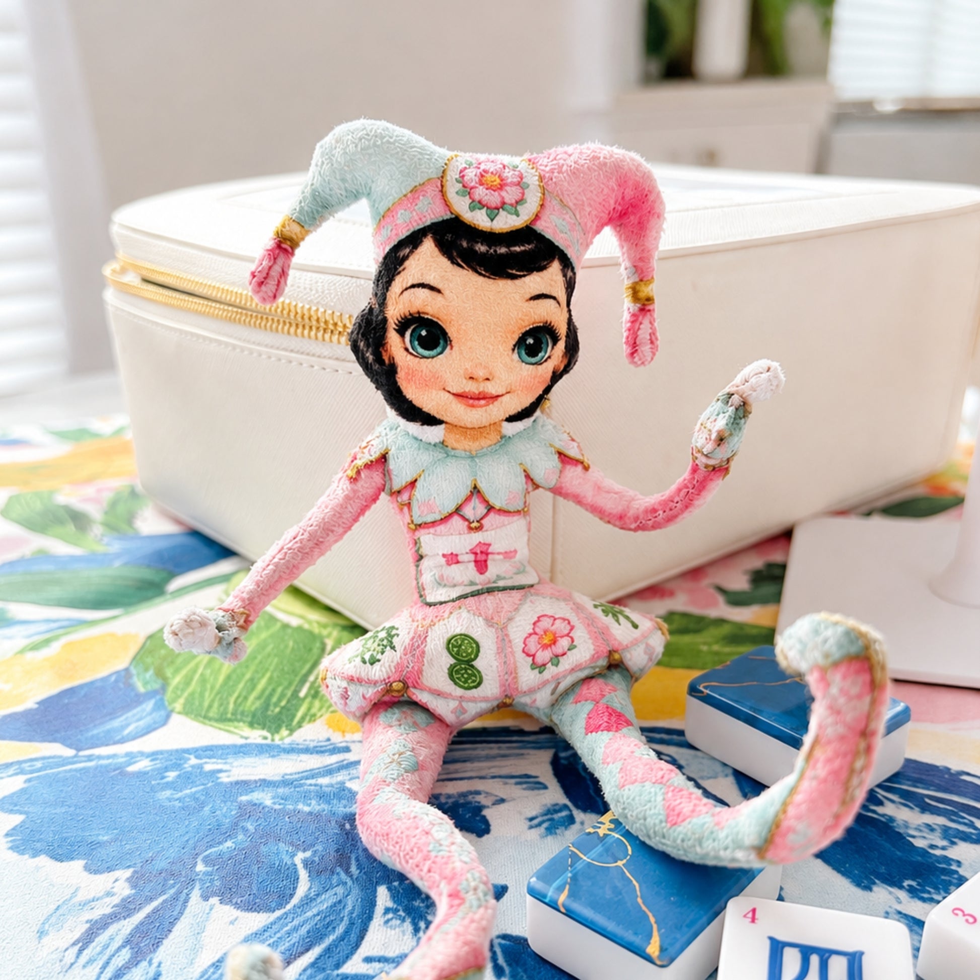 Mahjie The Mahjong Mascot Posable Plush Doll - Splash Of Mahj And Color Co.