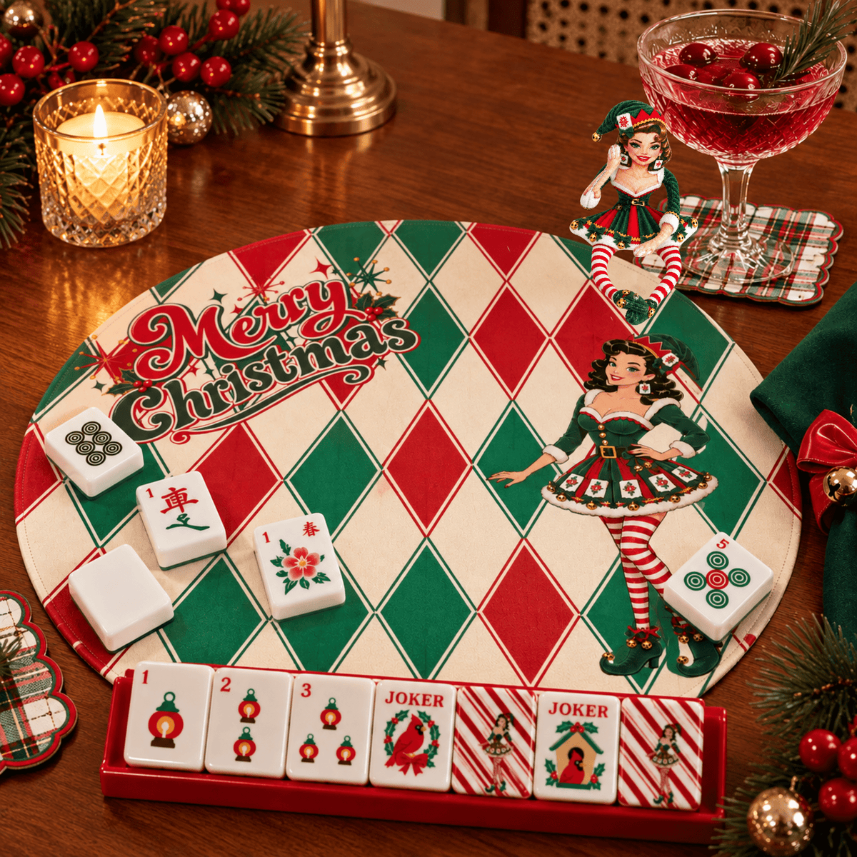 Madge Christmas Mahjong Elf, Mahjie's Sassy Sexy Friend Poseable Shaped Plush Doll