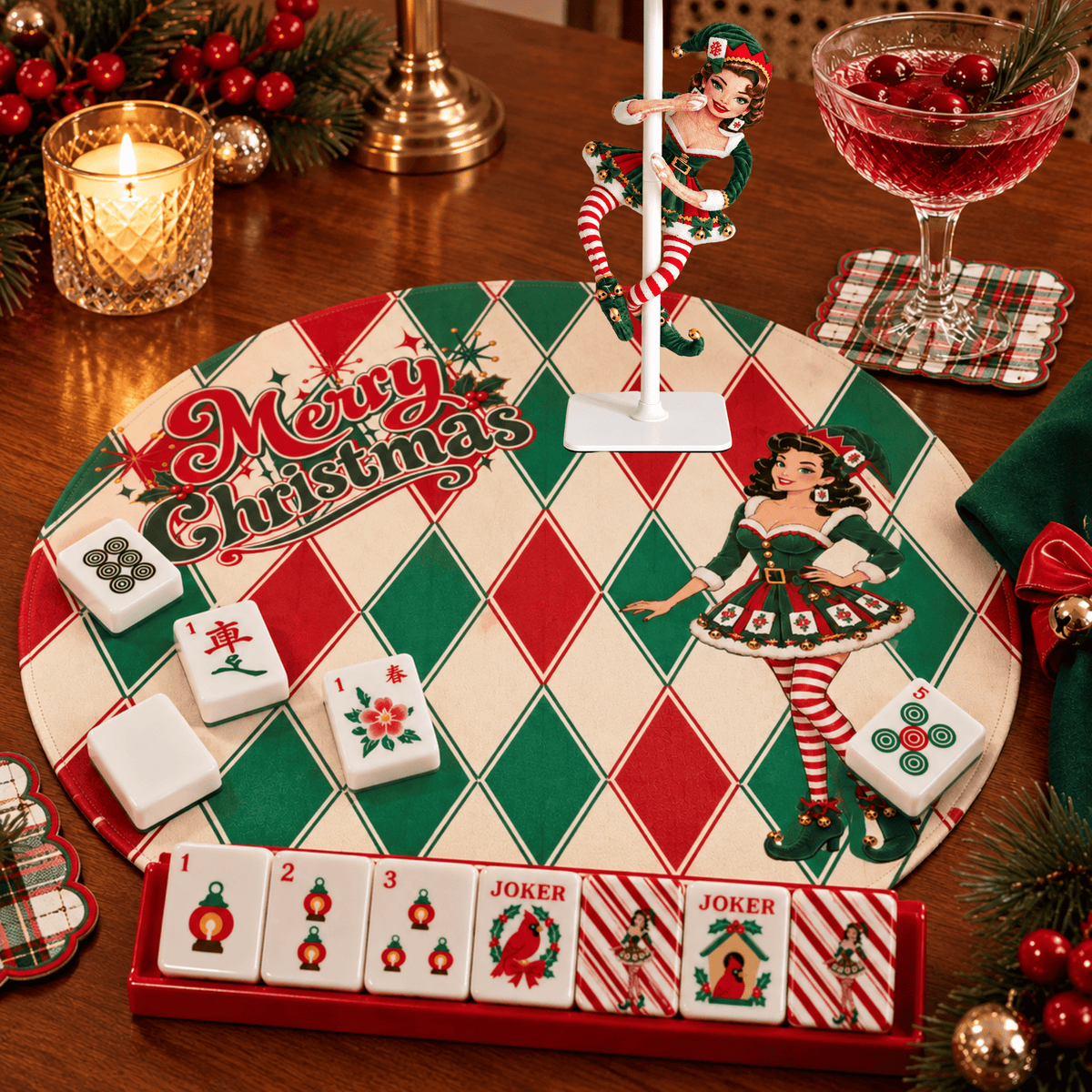Madge Christmas Mahjong Elf, Mahjie's Sassy Sexy Friend Poseable Shaped Plush Doll