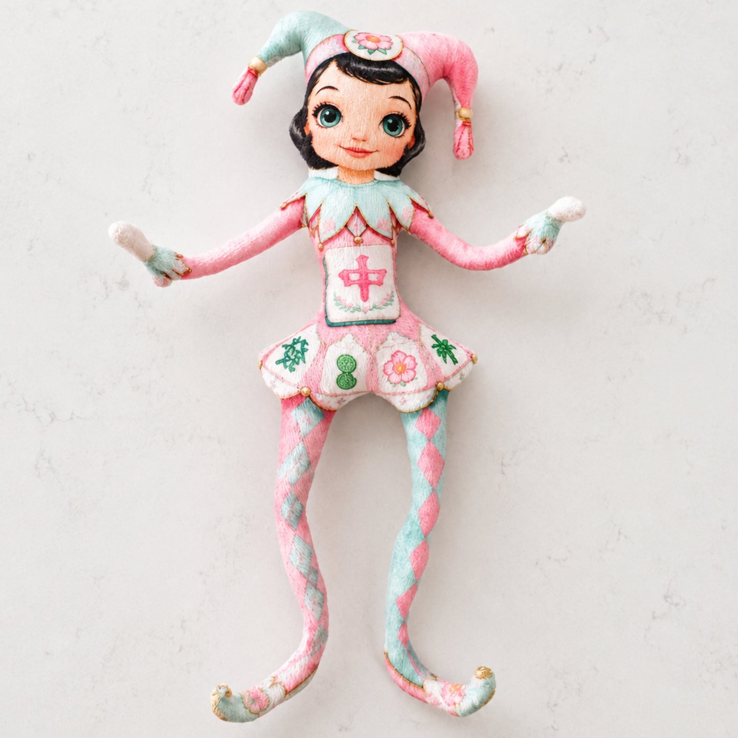 Mahjie The Mahjong Mascot Posable Plush Doll - Splash Of Mahj And Color Co.