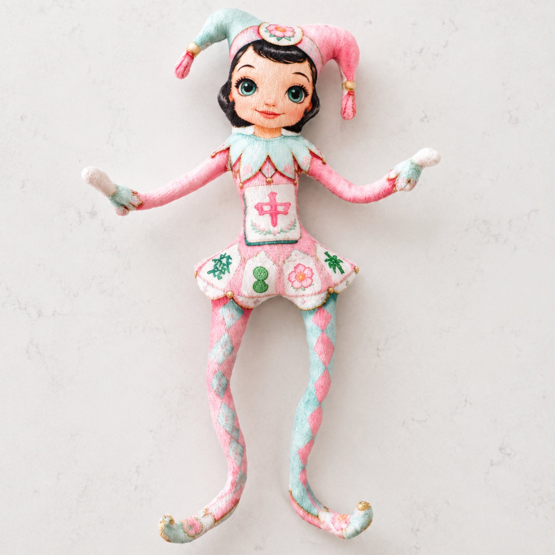 Mahjie The Mahjong Mascot Posable Plush Doll - Splash Of Mahj And Color Co.