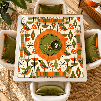 The Mod Squad Bird Club Mahjong Mat Sleek Surface - Splash Of Mahj And Color Co.