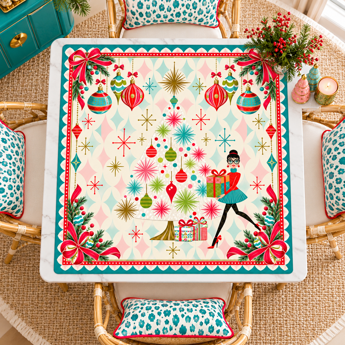 You've Got Mahj Mail Whimsical Nostalgic Mahjong Mat Sleek Surface - Splash Of Mahj And Color Co.