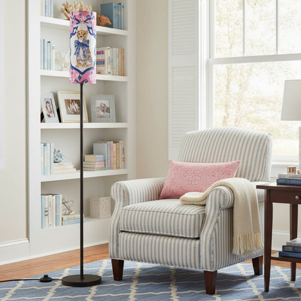 Charleston Cheetah, Modern Pink Floral Floor Reading Nook Lamp - Splash of Color Co.