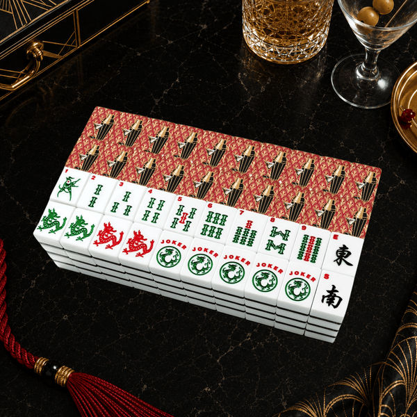 Art Deco Speakeasy Cocktail Shaker American Mahjong Tiles And Carry Case Bundle - Splash Of Mahj And Color Co.