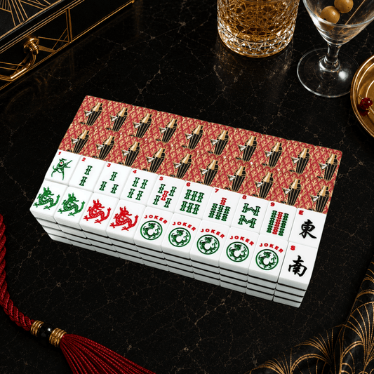 Art Deco Speakeasy Cocktail Shaker American Mahjong Tiles And Carry Case Bundle - Splash Of Mahj And Color Co.