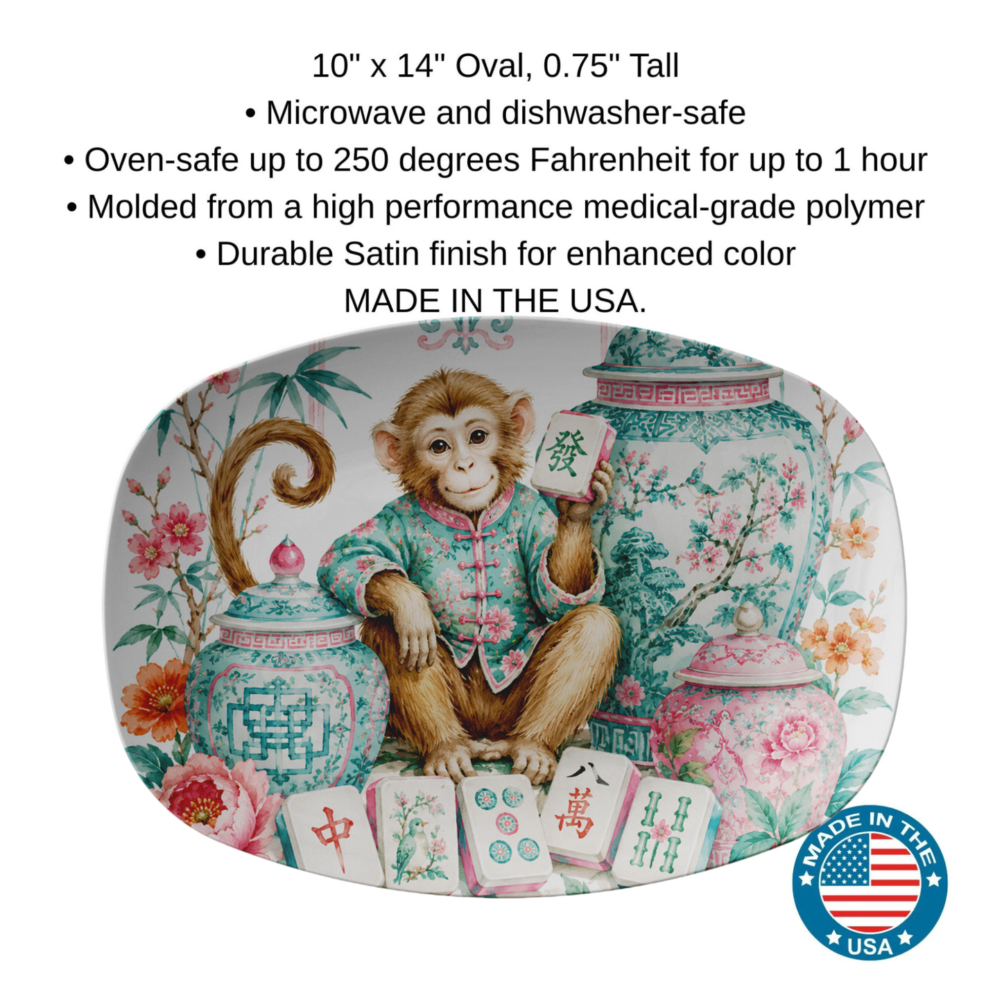 Monkey Chinoiserie Mahjong Party Hosting Platter