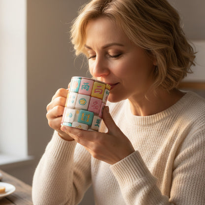 Pastel Mahjong Tile Pattern Mug | Accent Coffee Mug - Splash of Color Co.