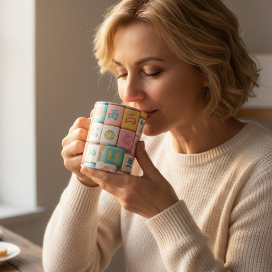 Pastel Mahjong Tile Pattern Mug | Accent Coffee Mug - Splash of Color Co.