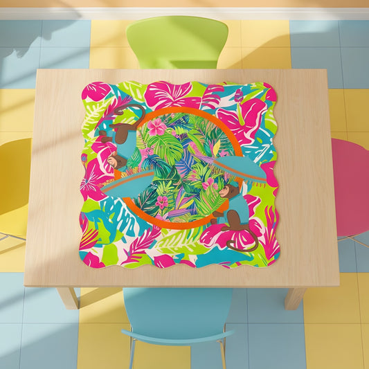 Scalloped Mahjong Mat Lime In The Coconut Monkey Mat - Splash of Color Co.