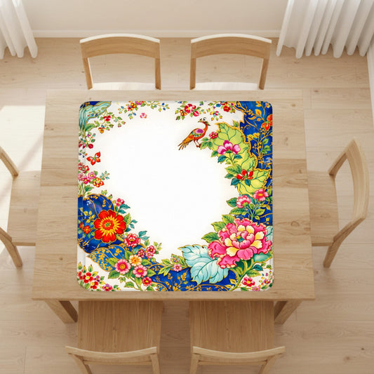 Asian Chinoiserie Tobacco Leaft Vibrant Floral Mahjong Mat - Splash of Color Co.
