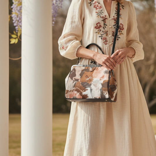 Ole Bessie Vintage Kisslock Cow Handbag Shoulderbag - Splash of Color Co.