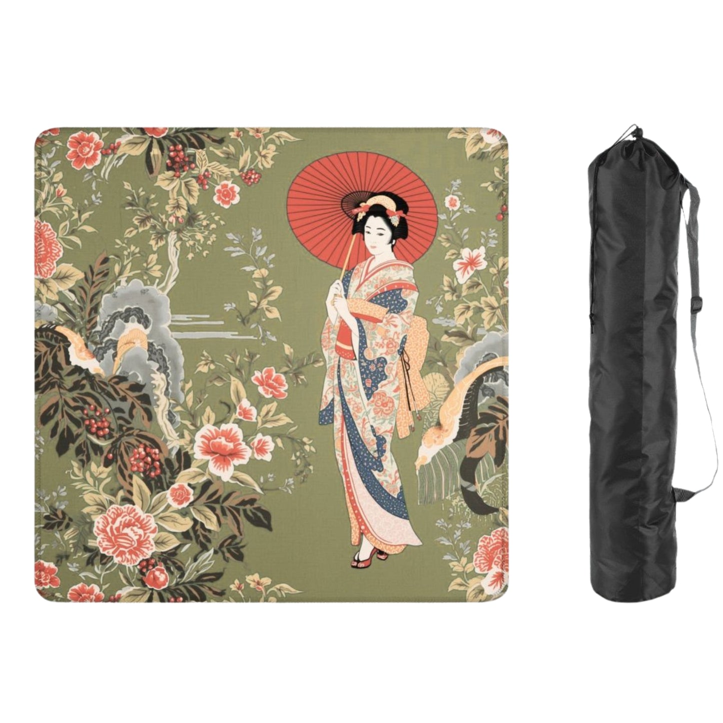 Japanese Floral Geisha Girl Mahjong Mat - Splash of Color Co.