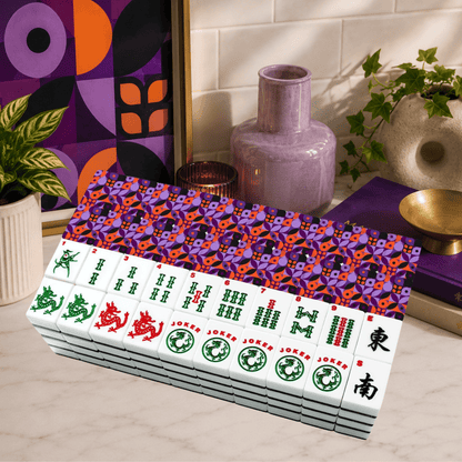 Mod Mash Up Purple, Orange Black Geometric American Mahjong Tiles And Carry Case - Splash Of Mahj And Color Co.