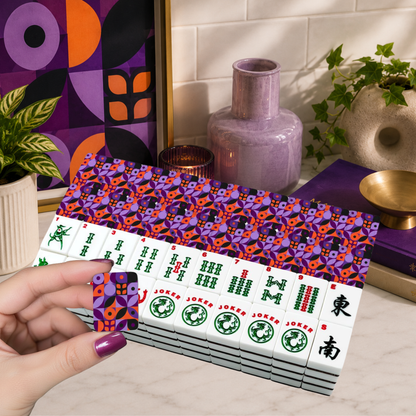 Mod Mash Up Purple, Orange Black Geometric American Mahjong Tiles And Carry Case - Splash Of Mahj And Color Co.