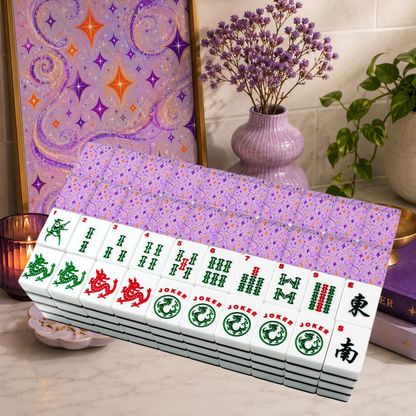 Starburst Whimsical Wizard, Purple, Orange American Mahjong Tiles And Carry Case - Splash Of Mahj And Color Co.