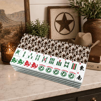 Texas Cowhide Lonestar American Mahjong Tiles And Carry Case - Splash Of Mahj And Color Co.