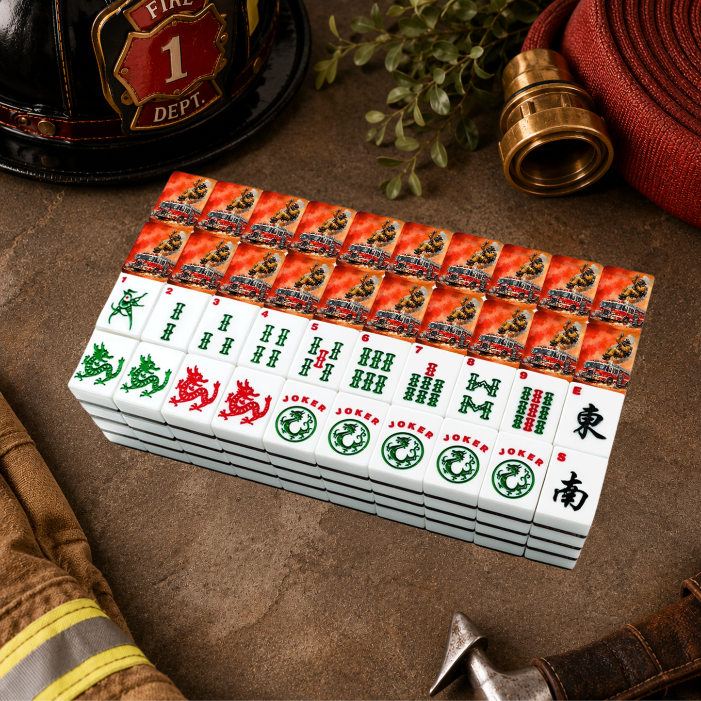 Firefighter American Mahjong Tiles And Carry Case